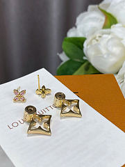 LOUIS VUITTON | Flowergram Strass earrings in gold-toned metal with pink rhinestones - 5