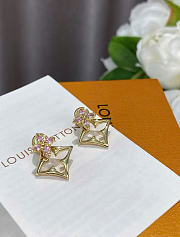 LOUIS VUITTON | Flowergram Strass earrings in gold-toned metal with pink rhinestones - 3
