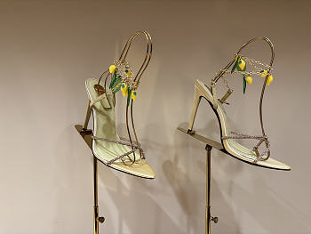 YSL | MON CHÉRI sandals in suede and rhinestones amande & yellow