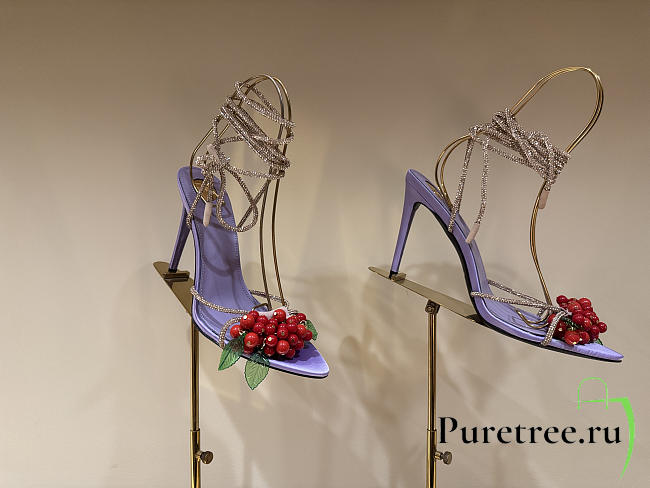 YSL | MON CHÉRI sandals in suede and rhinestones lilas red & amethyst - 1