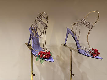 YSL | MON CHÉRI sandals in suede and rhinestones lilas red & amethyst