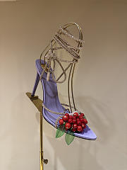 YSL | MON CHÉRI sandals in suede and rhinestones lilas red & amethyst - 5