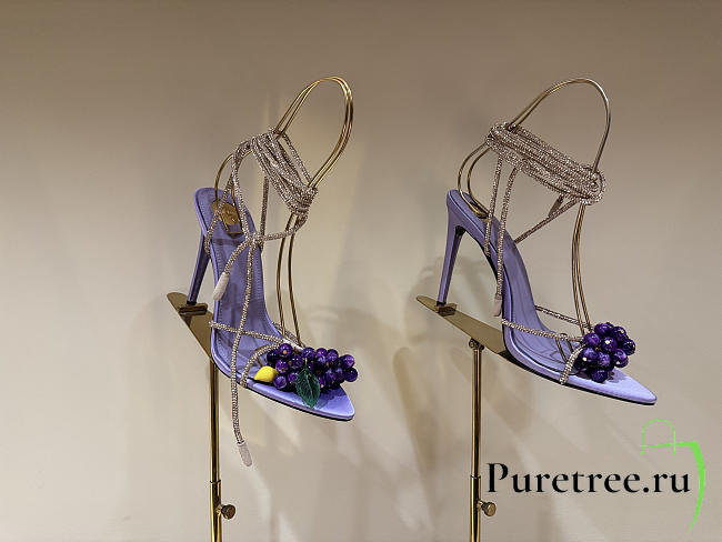 YSL | MON CHÉRI sandals in suede and rhinestones lilas purble & amethyst - 1