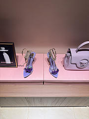 YSL | MON CHÉRI sandals in suede and rhinestones lilas purble & amethyst - 4