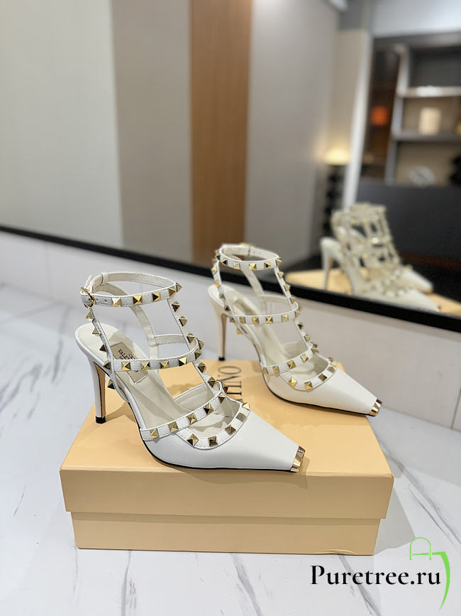 Valentino Rivet Sandals high Heels In White - 1