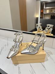 Valentino Rivet Sandals high Heels In Silver - 5