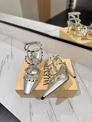 Valentino Rivet Sandals high Heels In Silver - 3