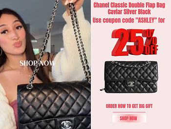 Chanel Classic Double Flap Bag Caviar Silver Black