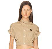 MIUMIU | Short Sleeve Shirt Beige - 1