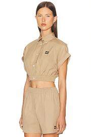MIUMIU | Short Sleeve Shirt Beige - 3