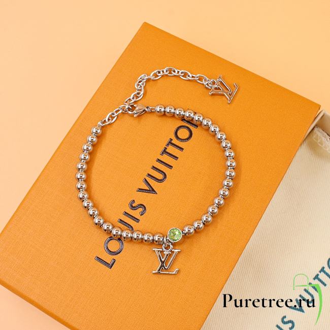 LOUIS VUITTON | Silver small bead letter pendant bracelet - 1