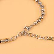 LOUIS VUITTON | Silver small bead letter pendant bracelet - 6