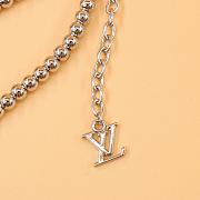LOUIS VUITTON | Silver small bead letter pendant bracelet - 5
