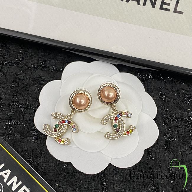 Chanel Pearl Crystal CC Earrings Gold Multicolor - 1