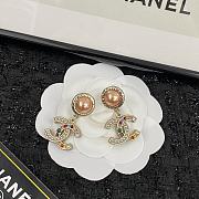 Chanel Pearl Crystal CC Earrings Gold Multicolor - 1