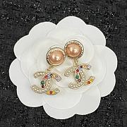 Chanel Pearl Crystal CC Earrings Gold Multicolor - 3