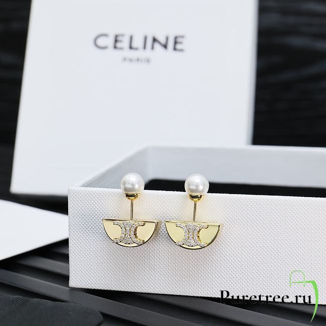 Celine Arc de Triomphe Sailboat Pearl Earrings - 1