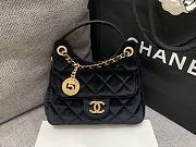 CHANEL | Velvet Quilted Small Wavy CC Hobo Black - 1