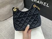 CHANEL | Velvet Quilted Small Wavy CC Hobo Black - 6