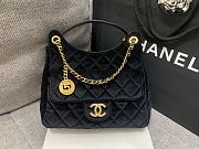 CHANEL | Velvet Quilted Medium Wavy CC Hobo Black - 1