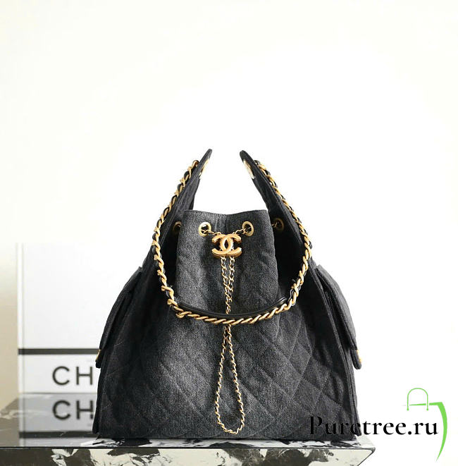 CHANEL | Medium 25 Hobo Bag Black Denim - 1