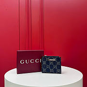GUCCI | Small wallet with plaque in dark blue GG denim - 1
