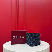GUCCI | Small wallet with plaque in dark blue GG denim - 5