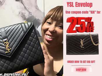 YSL Envelop Satchel Black Leather Gold Metal 31 x 8.5 x 22cm