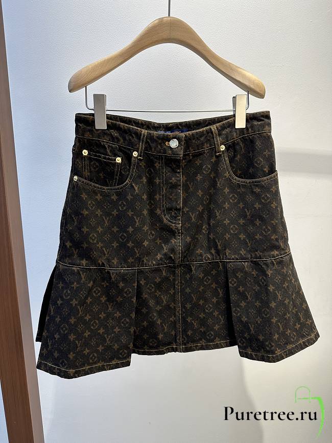 LOUIS VUITTON | Pleated skirt Monogram brown - 1
