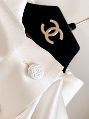 CHANEL | Half-Button Stand Collar Silk Long-Sleeve Shirt - 3