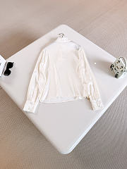 CHANEL | Half-Button Stand Collar Silk Long-Sleeve Shirt - 2