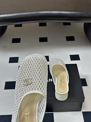  CHANEL Mesh & Lambskin Mules white - 6