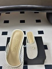  CHANEL Mesh & Lambskin Mules white - 5