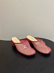 CHANEL Mesh & Lambskin Mules red - 1