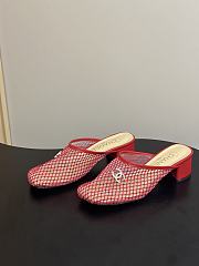 CHANEL Mesh & Lambskin Mules red - 5