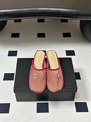 CHANEL Mesh & Lambskin Mules red - 4