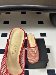 CHANEL Mesh & Lambskin Mules red - 3