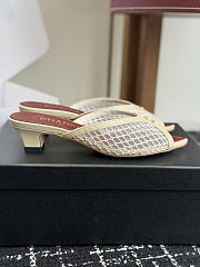 CHANEL | Mesh Pointed-Toe High-Heeled Mule Sandals Cream 3.5cm - 5