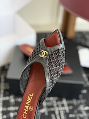 CHANEL | Mesh Pointed-Toe High-Heeled Mule Sandals Black 3.5cm - 2