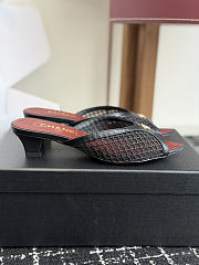 CHANEL | Mesh Pointed-Toe High-Heeled Mule Sandals Black 3.5cm - 5