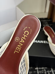 CHANEL | Mesh Pointed-Toe High-Heeled Mule Sandals White 3.5cm - 2