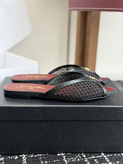CHANEL | Mesh Pointed-Toe High-Heeled Mule Flat Sandals Black - 1