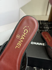CHANEL | Mesh Pointed-Toe High-Heeled Mule Flat Sandals Black - 2