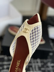 CHANEL | Mesh Pointed-Toe High-Heeled Mule Flat Sandals Cream - 6
