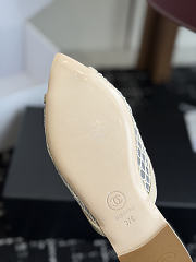 CHANEL | Mesh Pointed-Toe High-Heeled Mule Flat Sandals Cream - 5
