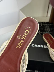 CHANEL | Mesh Pointed-Toe High-Heeled Mule Flat Sandals Cream - 2