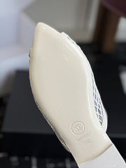 CHANEL | Mesh Pointed-Toe High-Heeled Mule Flat Sandals White - 6