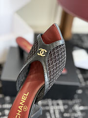 CHANEL | Mesh Pointed-Toe High-Heeled Mule Sandals Black 8cm - 6