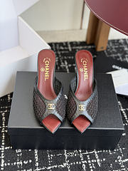 CHANEL | Mesh Pointed-Toe High-Heeled Mule Sandals Black 8cm - 4