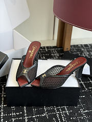 CHANEL | Mesh Pointed-Toe High-Heeled Mule Sandals Black 8cm - 2